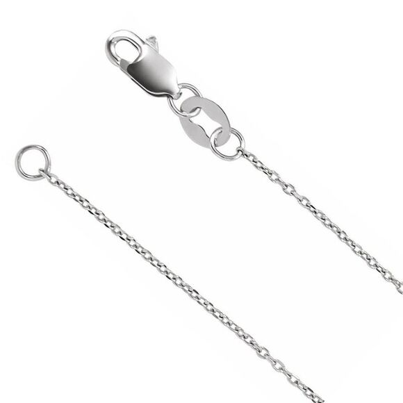 1mm Platinum Diamond-Cut Solid Cable Chain Necklace, 16-18 Inch - Picture 1 of 4